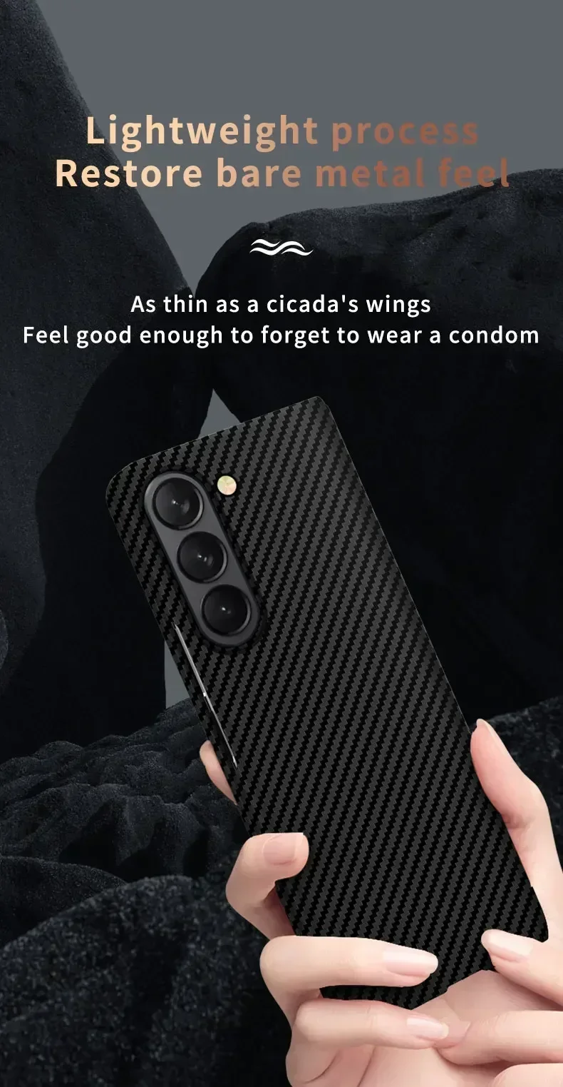 Custodia pieghevole in fibra di lusso ultra sottile e delicata sulla pelle per Samsung Galaxy Z Fold 6 5 4 3 5G, antiurto, rigida per PC_voghion.com