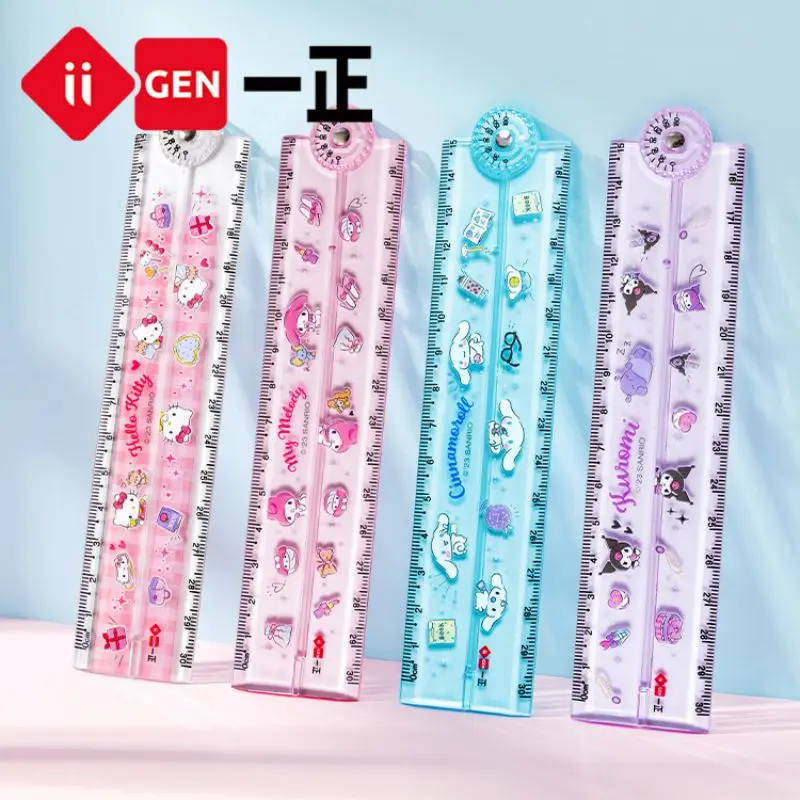 Sanrio Kuromi Image Rotating Folding Ruler 30cm Cartoon Children's Primary School Student Multi functional Ruler Stationery 1pcs