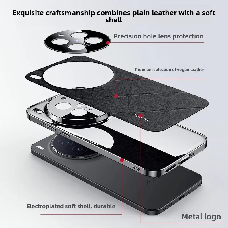 Luxury Leather Plating Frame Case with Camera Protection and Shockproof Bumper Cover