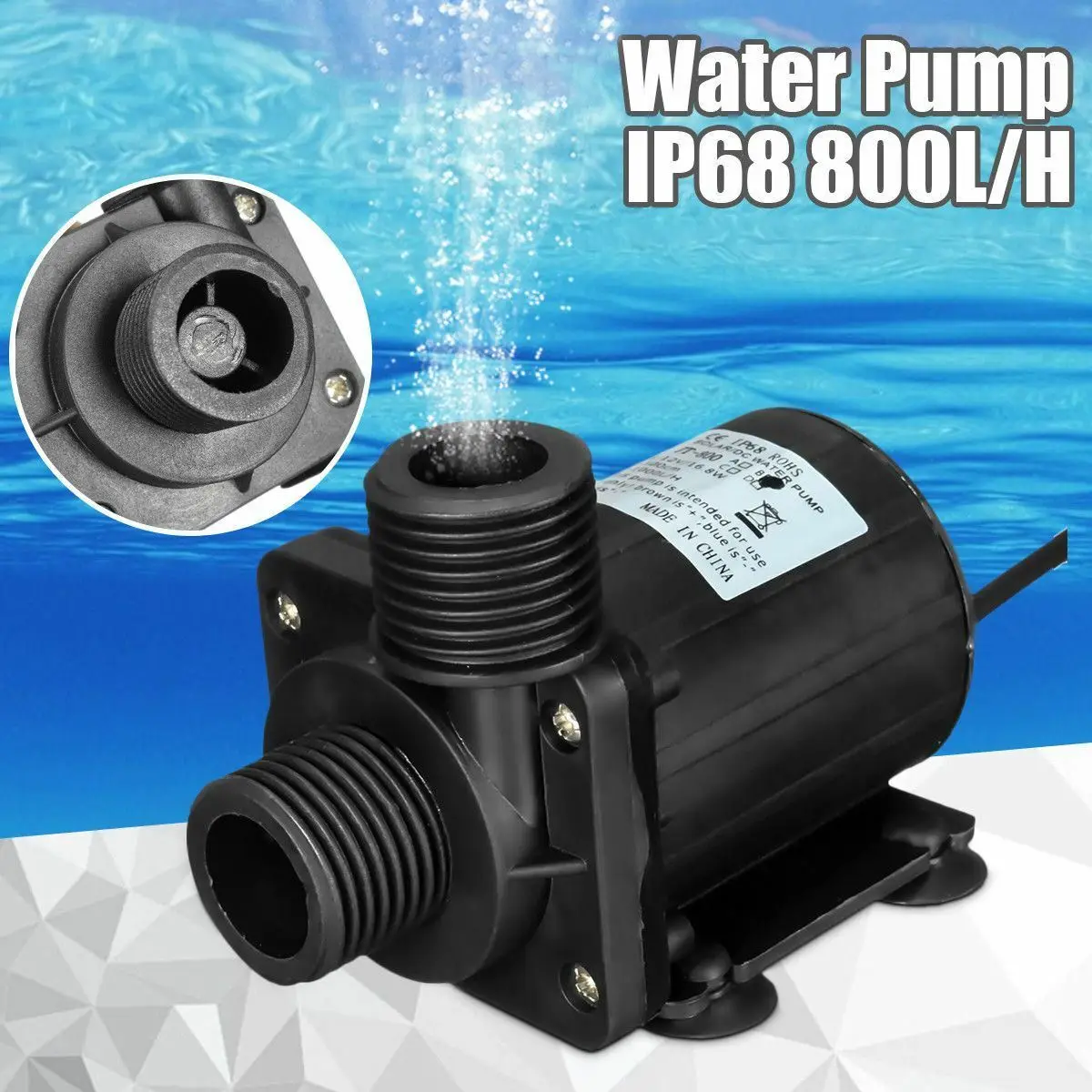 

12V/24V DC Aquarium Submersible Fountain Pond Brushless Water Pump 800L/H 5M