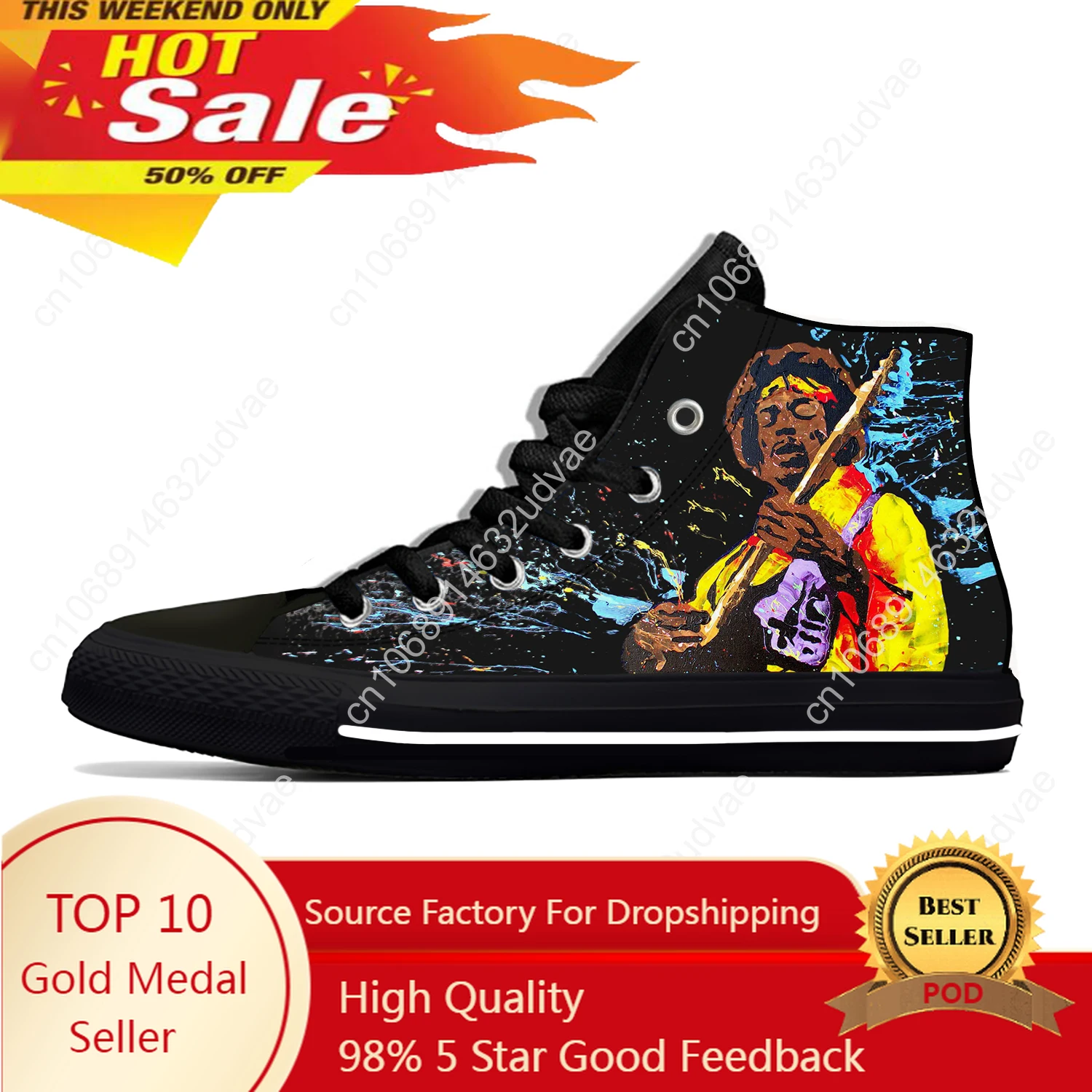 

Bruce Rock Guitar Music Singer Jimi Hendrix Funny Casual Shoes High Top Lightweight Breathable Mens Womens Teenager Sneakers