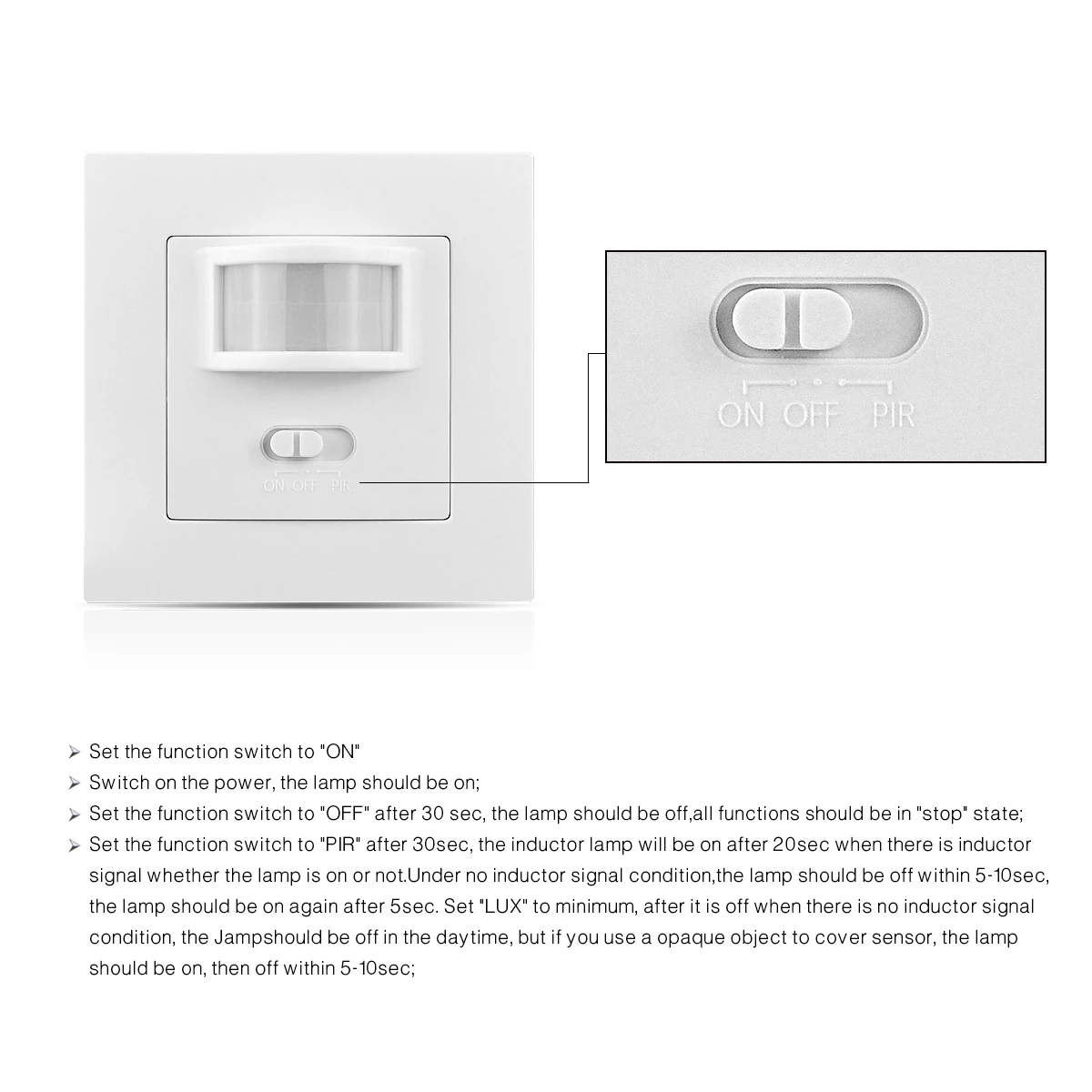 PIR 적외선 모션 센서, LED 램프 전구용 자동 리세스, 벽걸이 센서, 모션 라이트 스위치 ON/OFF, AC 110V-240V