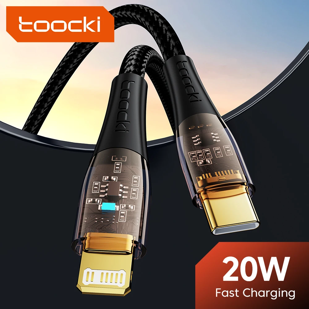 

Toocki 20W PD USB Type C Cable For iPhone 14 13 12 Pro Max XR XS iPad Macbook Type C To Lighting Date Wire Fast Charging Cable