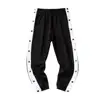 Solid Color Men Casual Pants Men's Loose Fit Sport Pants with Side Button Closure Elastic Waist for Gym Training Jogging for Men 5