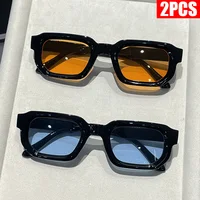 Lunettes de soleil vintage à monture rectangulaire pour femmes, 2/3 pièces, design de marque de luxe rétro, verres UV400, lunettes de soleil pour hommes 2