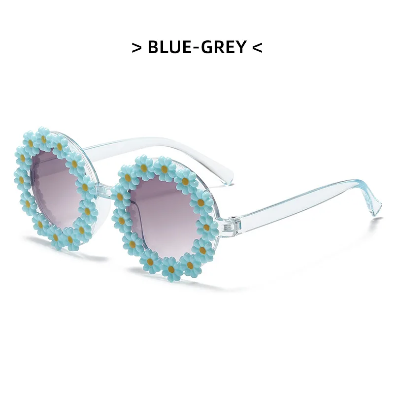 Ao ar livre margarida flor óculos de sol bonito uv400 suower redondo óculos de sol personalidade crianças óculos de sol gafas de sol_voghion.com