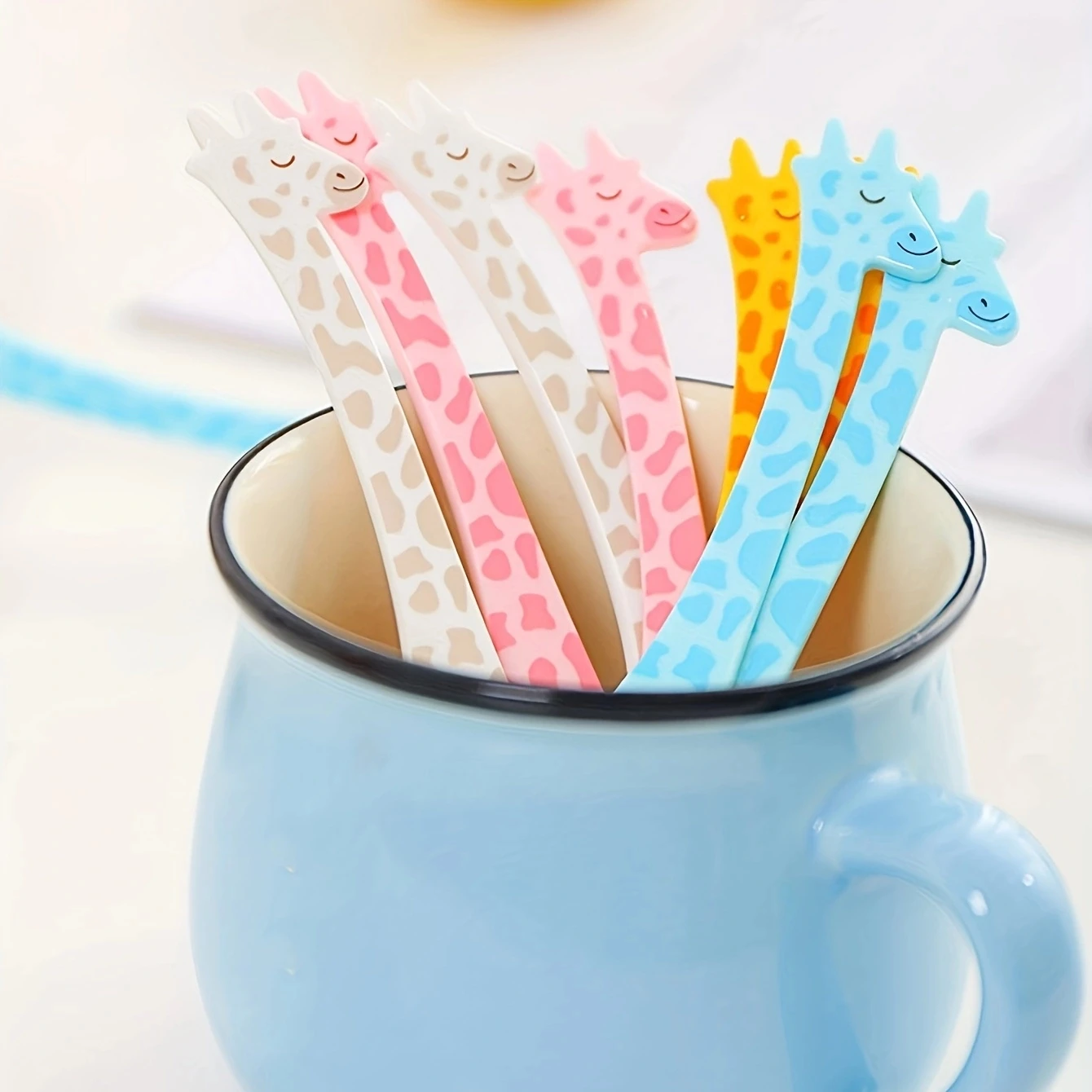 12pcs Reusable Giraffe Fruit Fork Outdoor Use