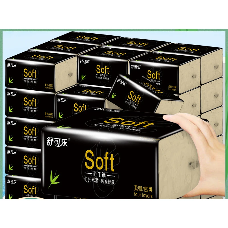 Household Bamboo Pulp Base Paper 10/20/30Packs Colored Napkins Toilet Paper Facial Tissue