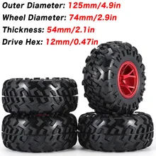 

4pcs rc crawler tires 125mm Rim Rubber Tyre Wheel Set Kit Spare Parts for RC4WD D90 CC01 1/10 RC Climbing Crawler Car Model
