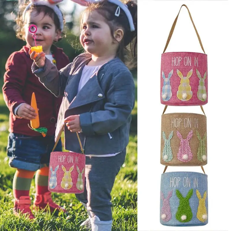 

Easter Bunny Tote Basket High Quality Material Safe And Durable 3d Bunny Tote Bag Handle And Lightweight For Outdoor Egg Hunt