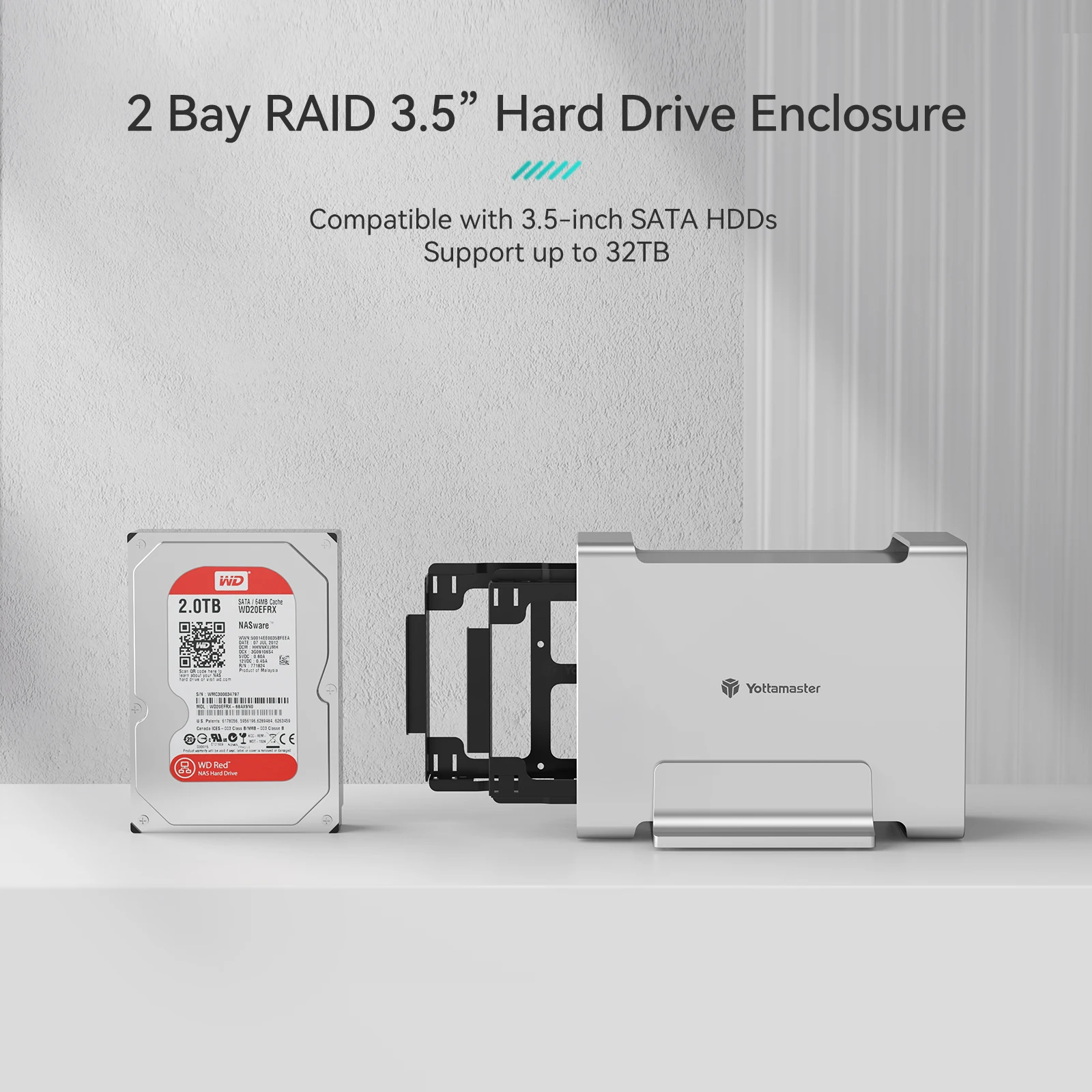 Yottamaster Dual Bay RAID External Hard Drive Enclosure inch