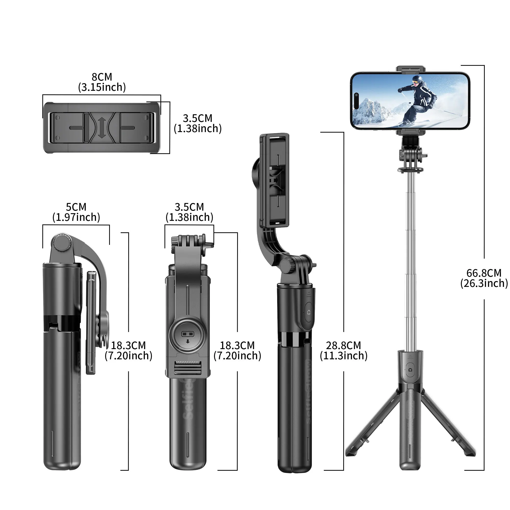 F01 Wireless Bluetooth Remote Mini Tripod Selfie Stick Handheld Adjustable Stabilizer Tripod Phone Stand for iPhone Android