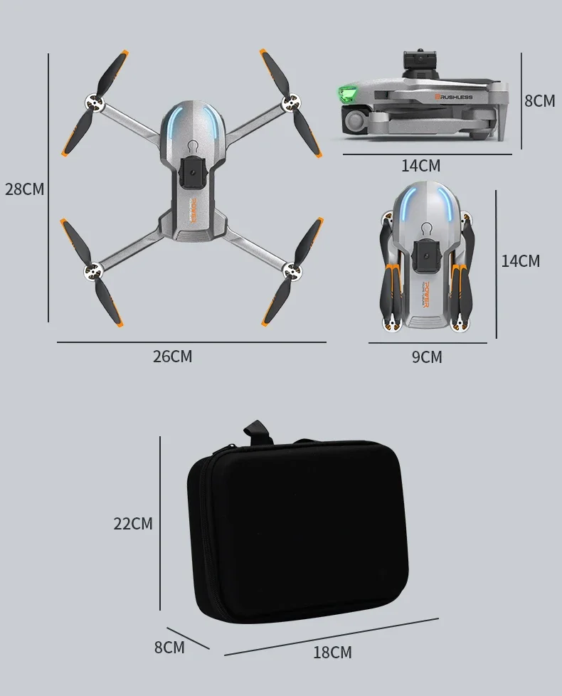 Dron sin escobillas de alta definición para fotografía aérea, cuadricóptero plegable para evitar obstáculos, avión de control remoto, juguete para niño