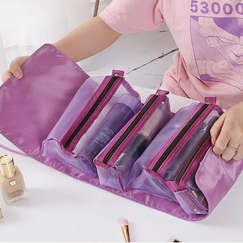 

Отделяемая Модернизированная версия, четыре в одном, сумка для макияжа, вместительная портативная складная сумка для хранения, оптовая продажа сетчатых сумок для стирки