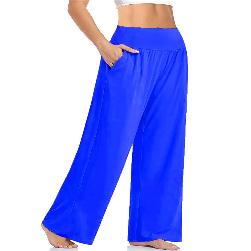 Wide Leg Sleeping Pants Women Pants Office Lady With Pockets Solid Loose Casual Straight Long Trousers