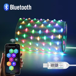 Vibrant Waterproof RGBIC LED Strip Lights - Bluetooth - Enabled USB - Powered 20m String for Indoor and Outdoor DIY Decor