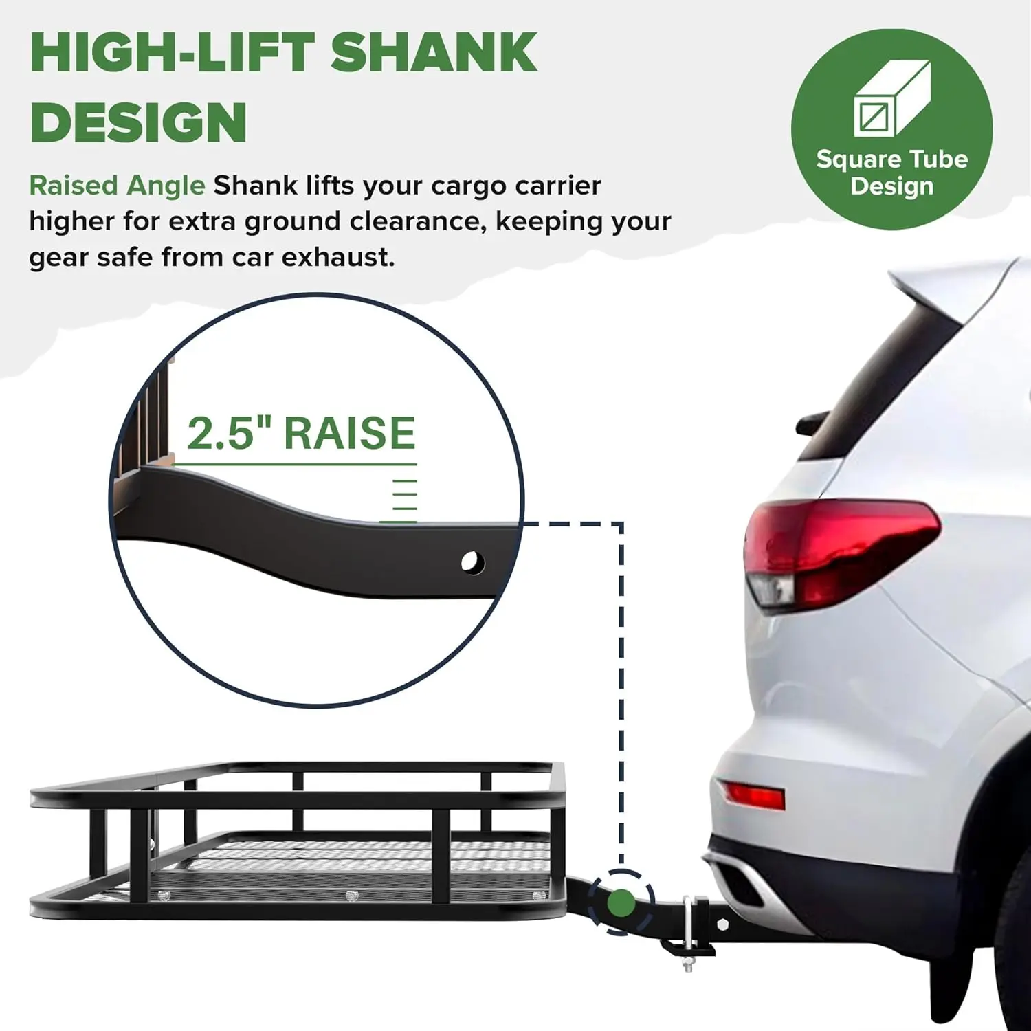 60 x 23 x 5.5 Inch Hitch Cargo Carrier, 500 Lbs Capacity 2'' Receiver Tow Hitch Luggage Storage Basket for SUV, Pickup Truck