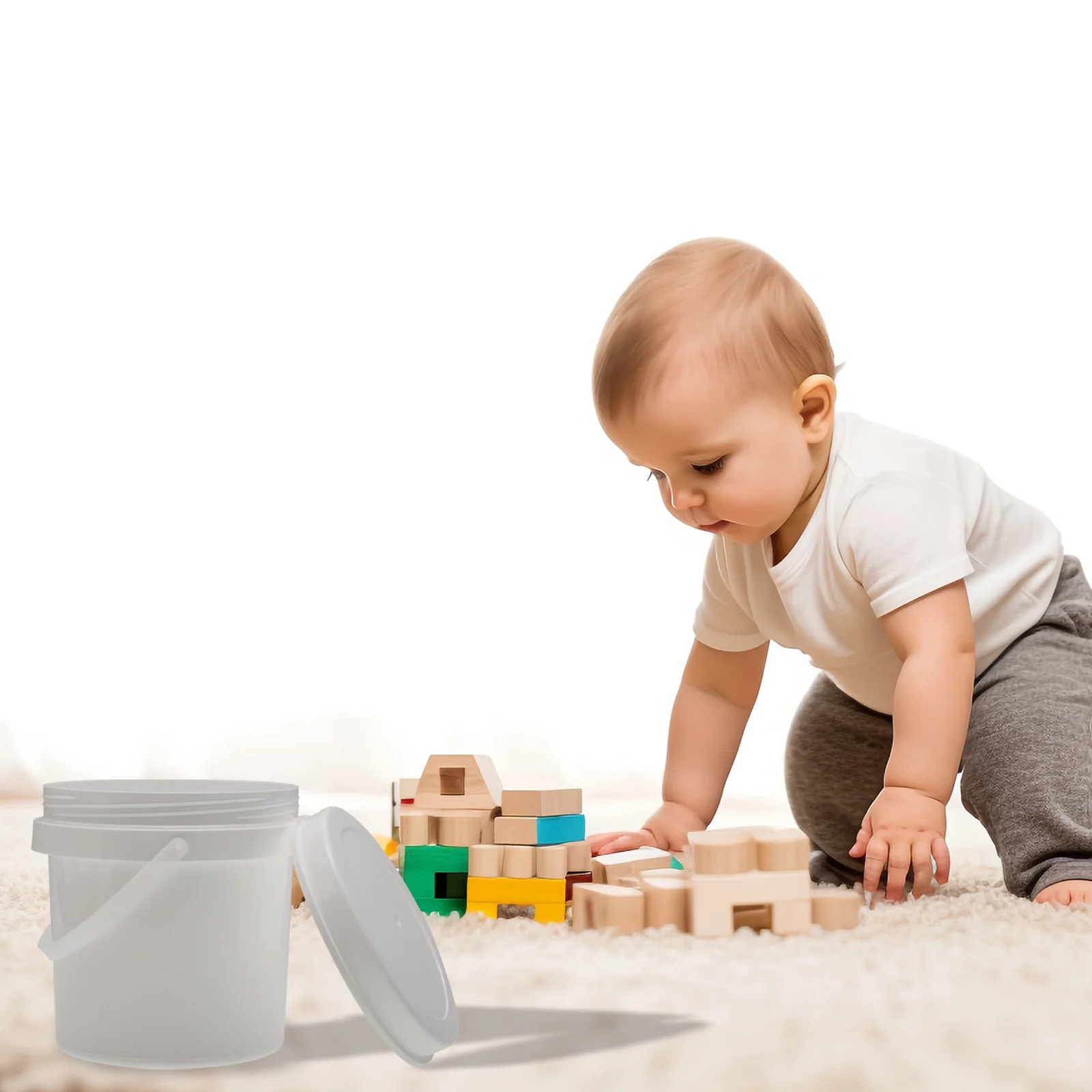 

Plastic Pails Lid Food Grade Storage Bucket 1L Water Bucket Handle Paint Pigment Bucket Pet Treat Containers Ice Cream