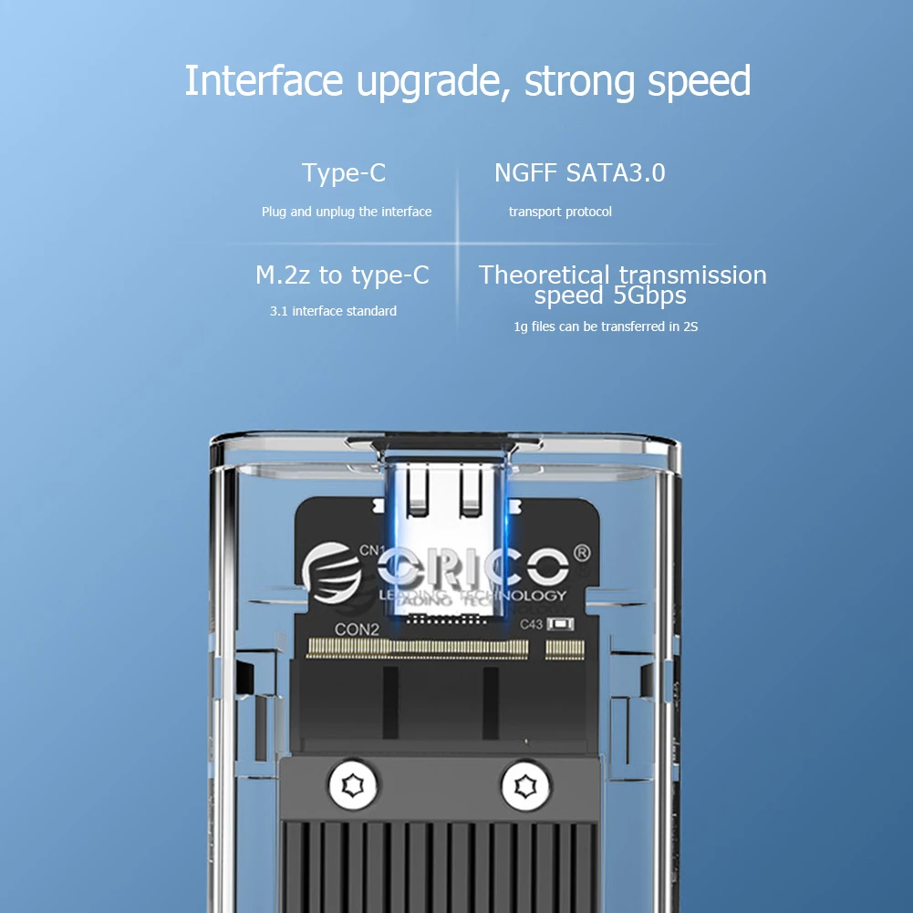 ORICO TCM2F-C3 NGFF to TYPE-C M.2 SSD 박스 솔리드 스테이트 드라이브 하드 드라이브 디스크 케이스