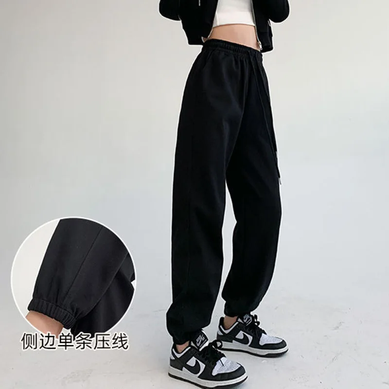 Women Spring Autumn Knitted Pants Fashion High Waist Straight Long Loose Sports Sweatpants Grils Female Ankle-Length Trousers