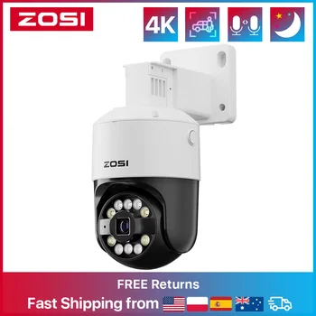 ZOSI 8MP 5MP PoE Outdoor IP Security Camera AI Detection Starlight Color Night Vision 4K 3K HD PTZ Video Surveillance Cam CCTV 1