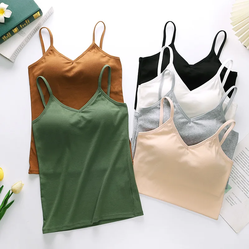 

Cotton U-shaped Suspender Vest Chest Pad One Piece Pajamas Underwear Clothes For Women Summer Top Sling Backless Corset Top