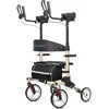 Upright Walker, Stand Up Folding Rollator Walker with  Front Wheels Backrest Seat and Padded Armrests(Champagne) 2