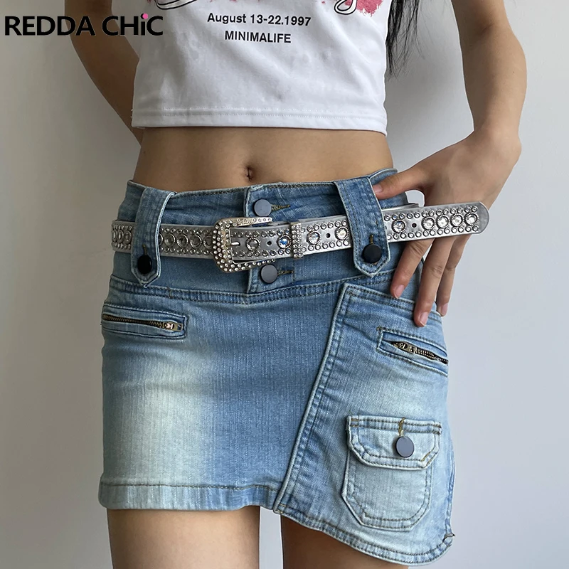 

Женские джинсы REDDACHiC Y2k, беленые синие мини-юбки, летние короткие штаны для девушек, пикантная облегающая Корейская уличная одежда