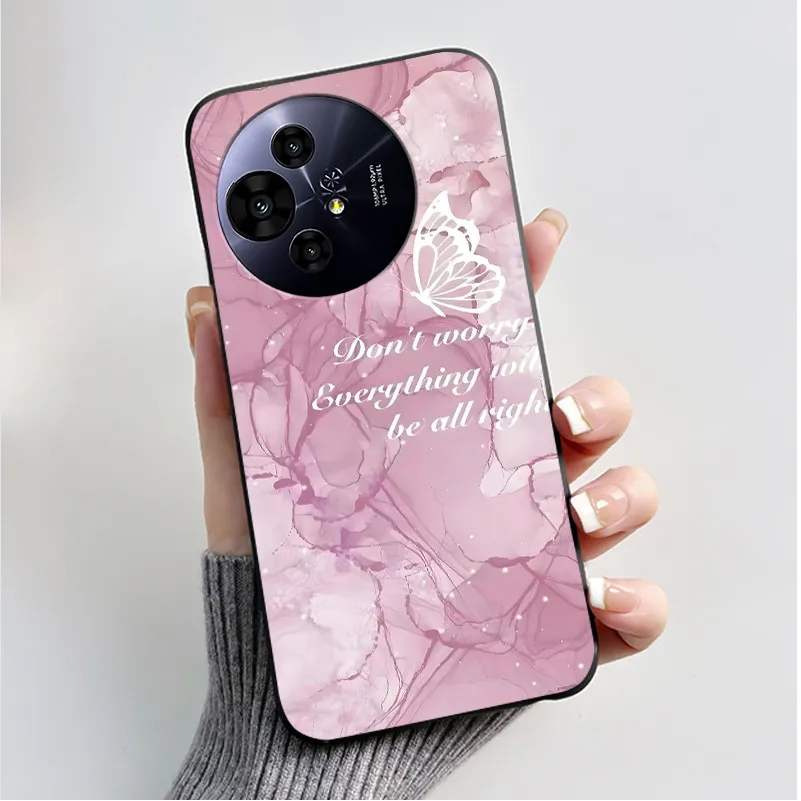 Soft Silicone Black Shell Cover with Cute Flower Design