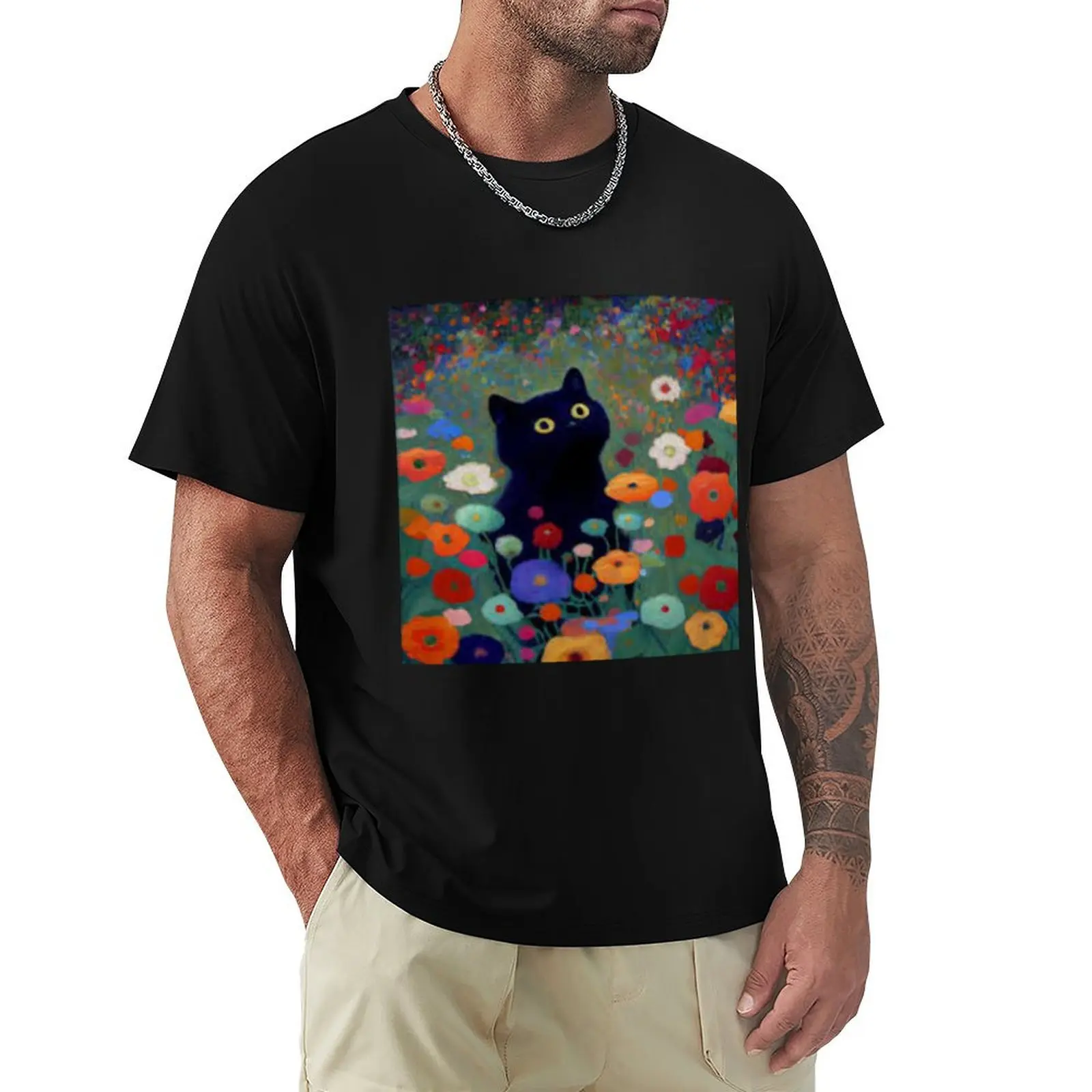 Gustav Klimt Cat T-Shirt Customizeds Blanks T-Shirt Uomo