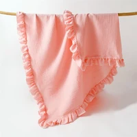 ins new baby solid color lace gauze blanket children’s cover blanket ruffled baby bath towel wrap towel hold quilt