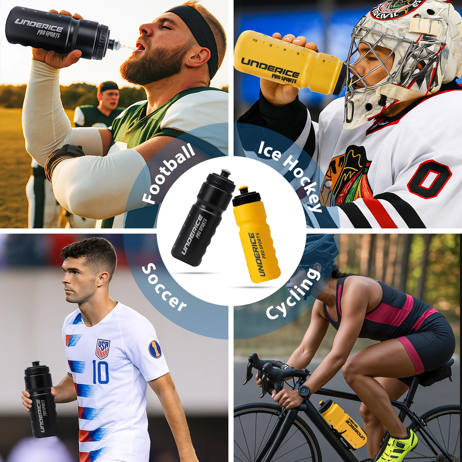 Ice Hockey Water Bottle 750ML BPA Free Equipment Ice Football Lacrosse Accessorie