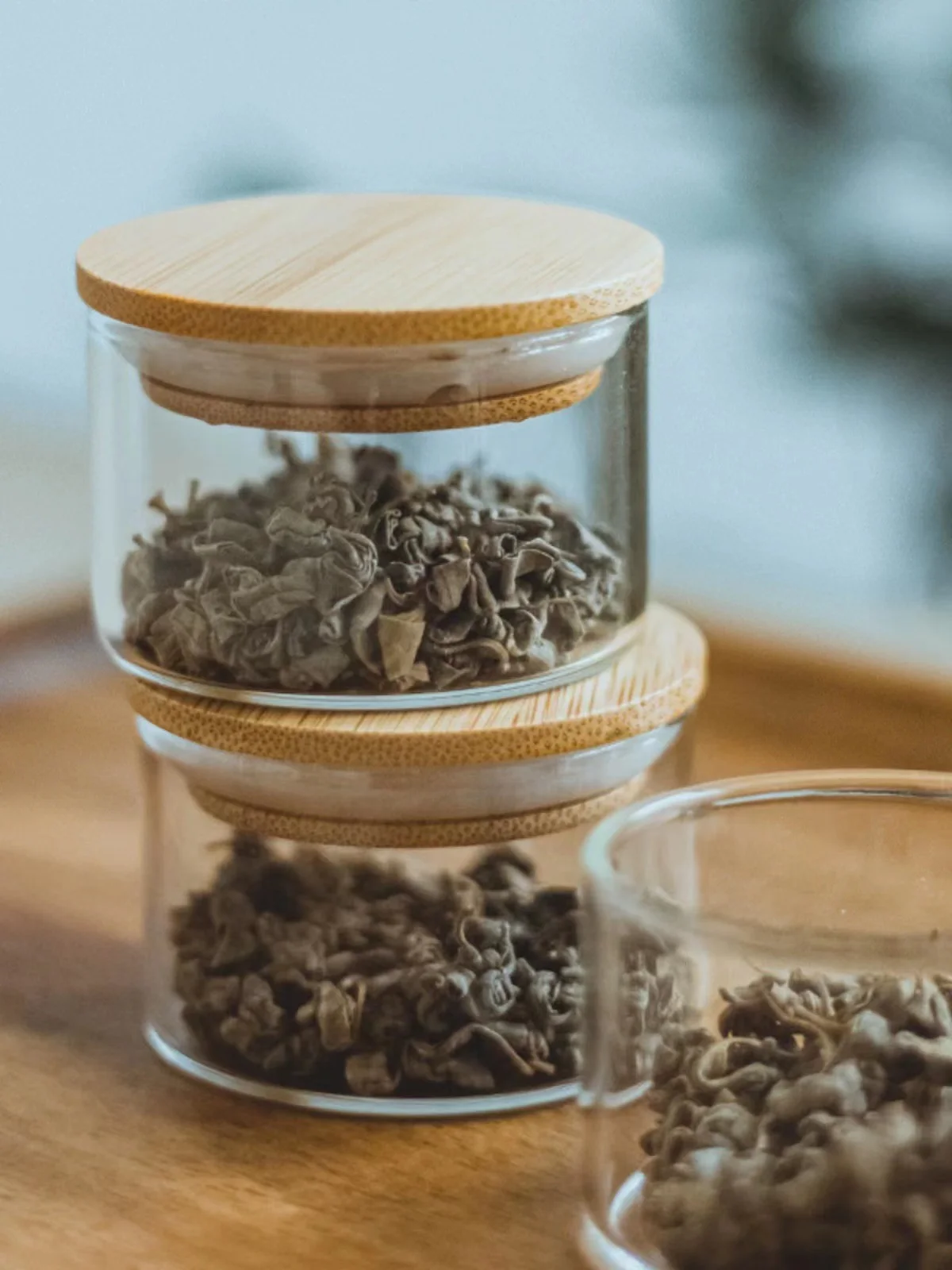 Mini Glass Storage Jars For Herb Tea Flower Coffee Bean Spice Storage