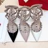 Real Leather Ankle Luxury Rivet High Heeled Shoes New Women's Pumps Pointed Versatile Sexy Prom Women's Sandals 2