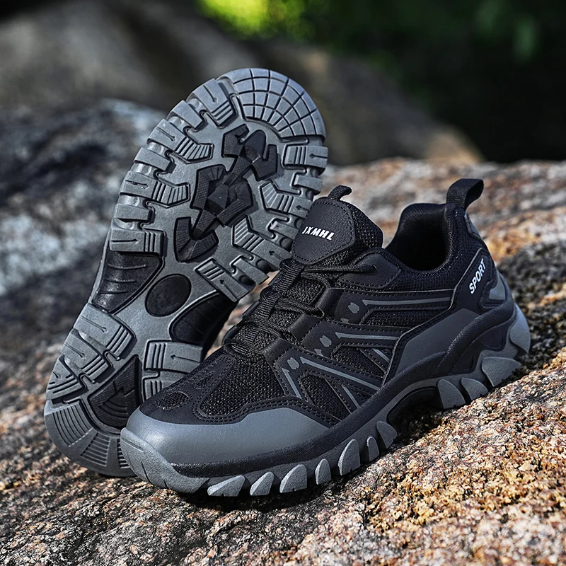 HIKEUP Men‘s Outdoor Hiking Shoes Spring New Breathable Comfortable Anti-collision Toe Cap Style Couple's Mountaineering Shoes