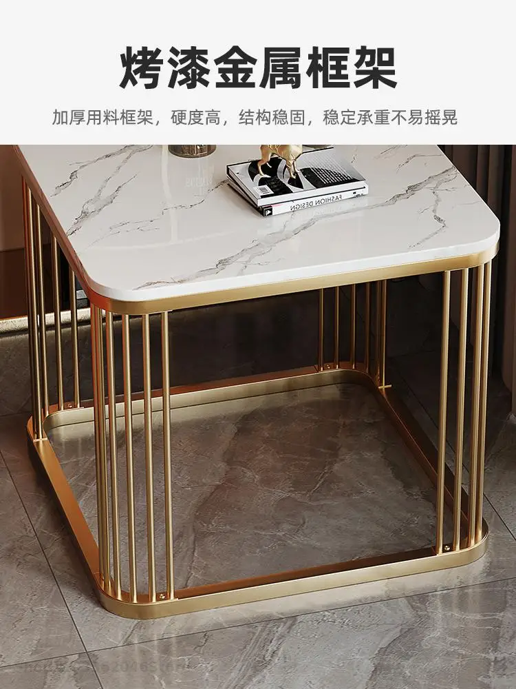 Rock Slab Side Table Small Square Table Rental House Living Room Sofa Corner Marble Side Cabinet Tea Balcony Small