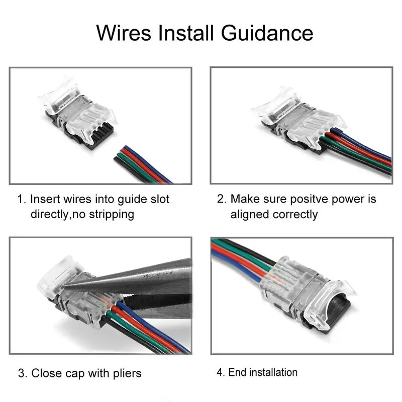 5pcs 2/3/4/5 Pin LED Strip Connector 5/8/10/12mm Connectors For Waterproof /Non-Waterproof LED Strip WS2812B RGBW RGBWW Light