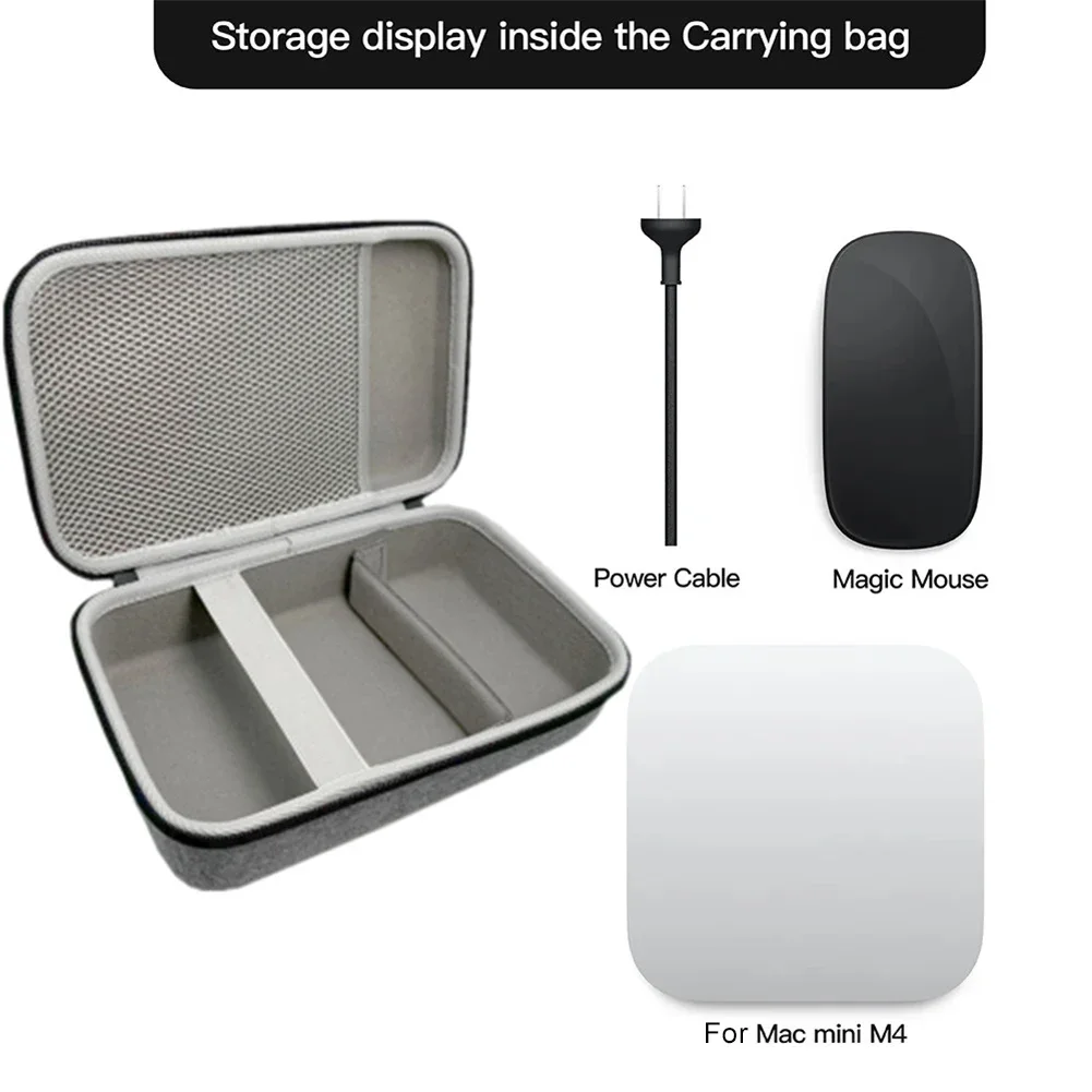 Hard Case for Mac Mini M4 Travel Carrying Case Shockproof Portable Storage Bag EVA Bag for Mac Mini Desktop Computer M4 Chip