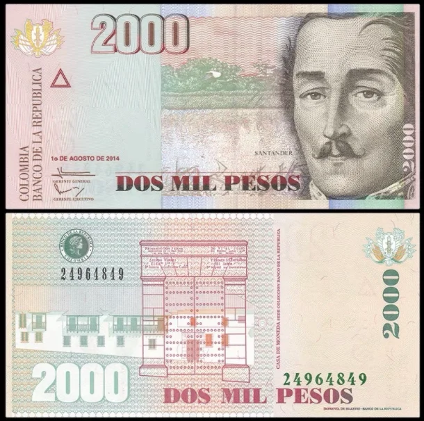 2005-2014 Colombia 2000 Peso Original Notes Unc ( Fuera De Uso Ahora ...