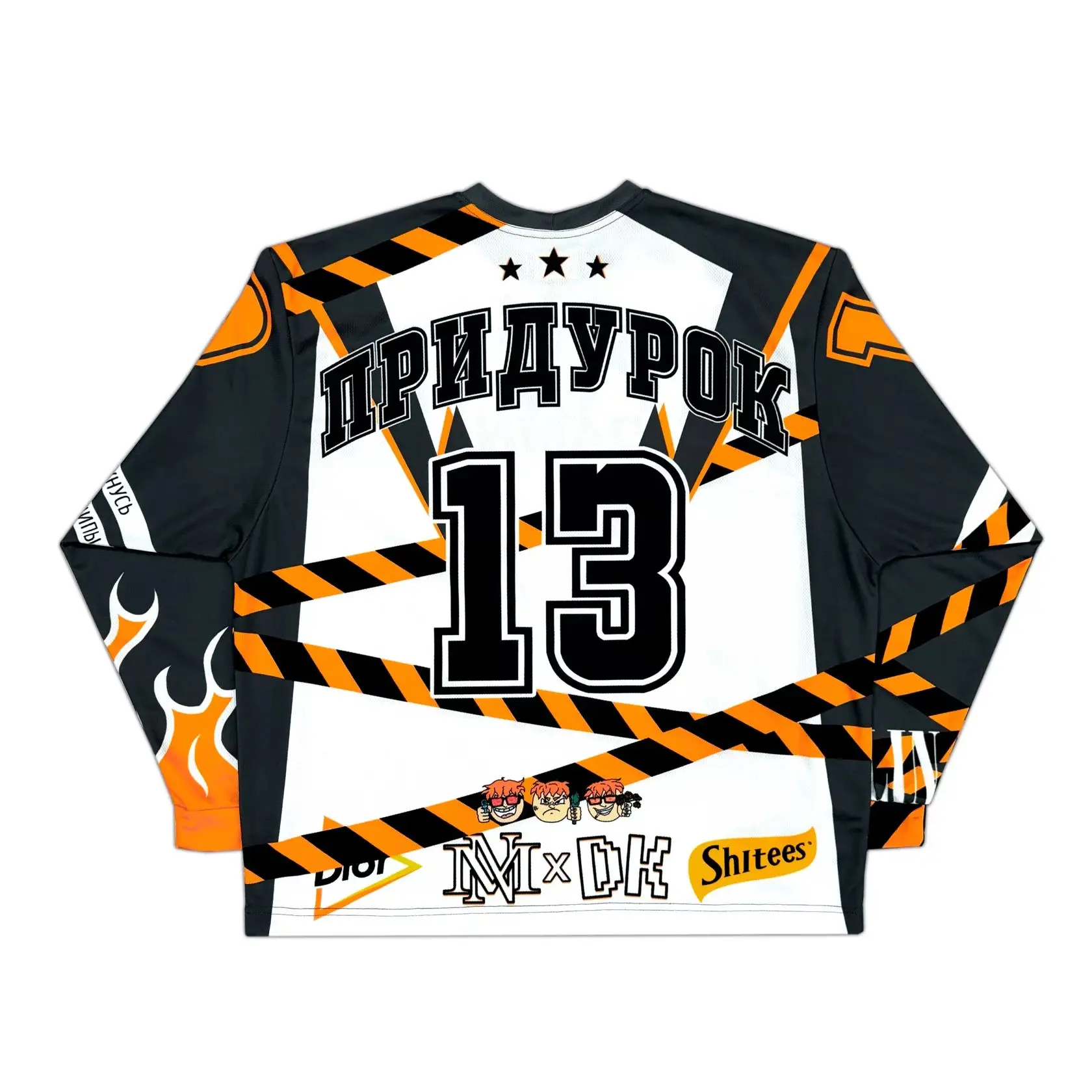 Russia Придурок Jersey Y2K Hip-hop Letter Print Sports Long Sleeves Streetwear Fashion Oversized Retro Classic Men Clothing