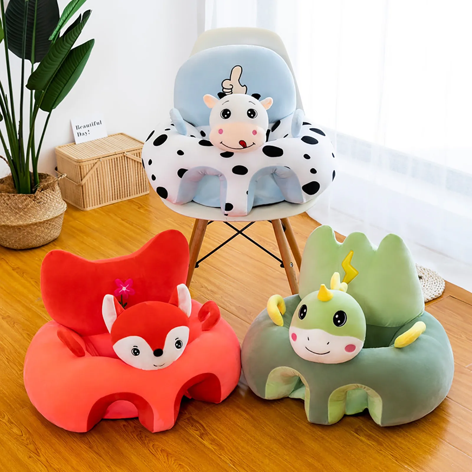 2022 New Style Children Chair Animal Shape Sofa Cartoon Plush Toy Learning Seat Learning Baby Portable Filled With Cotton