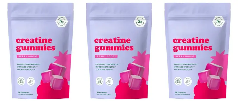 Berry Flavor Sugar Free Creatine Gummies Daily Health Nutrition & Lean Muscle Support，Gluten Free & Non GMO 36 Pieces Per Bag - Image 9
