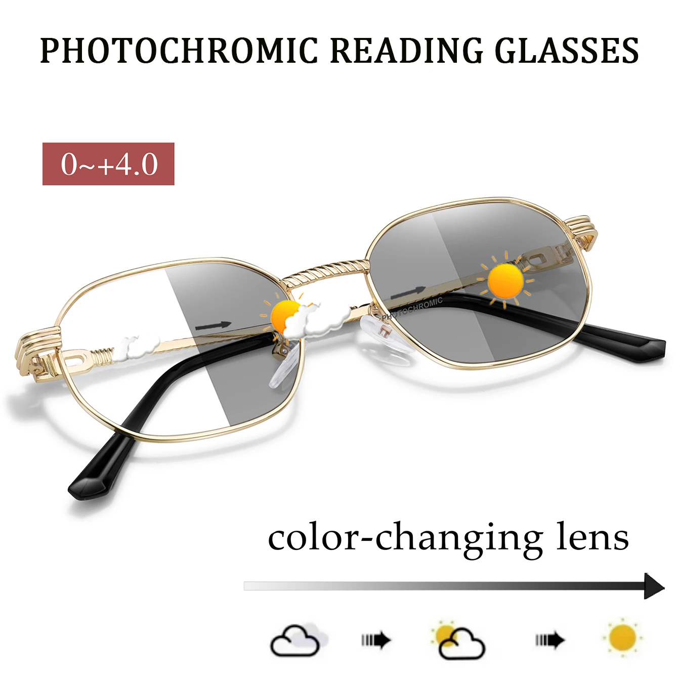 Photochromic Sunglasses Round Metal Surf-Eyewear
