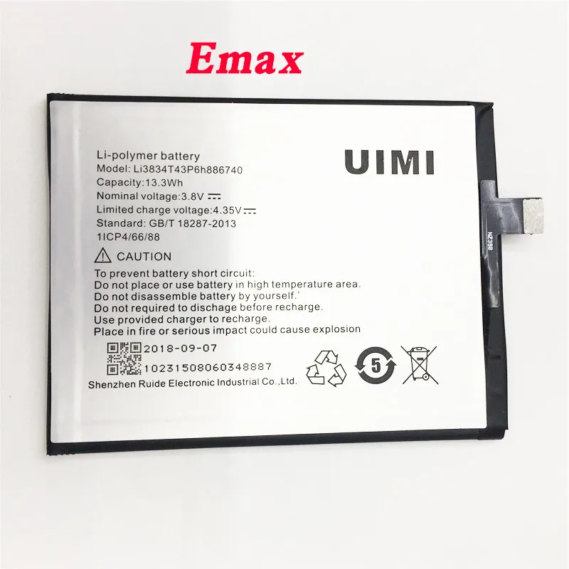 

Фотоаккумулятор для UIMI Li3834T43P6h886740, батарея большой емкости 3000 мАч, длительное время ожидания, для батареи UIMI emax