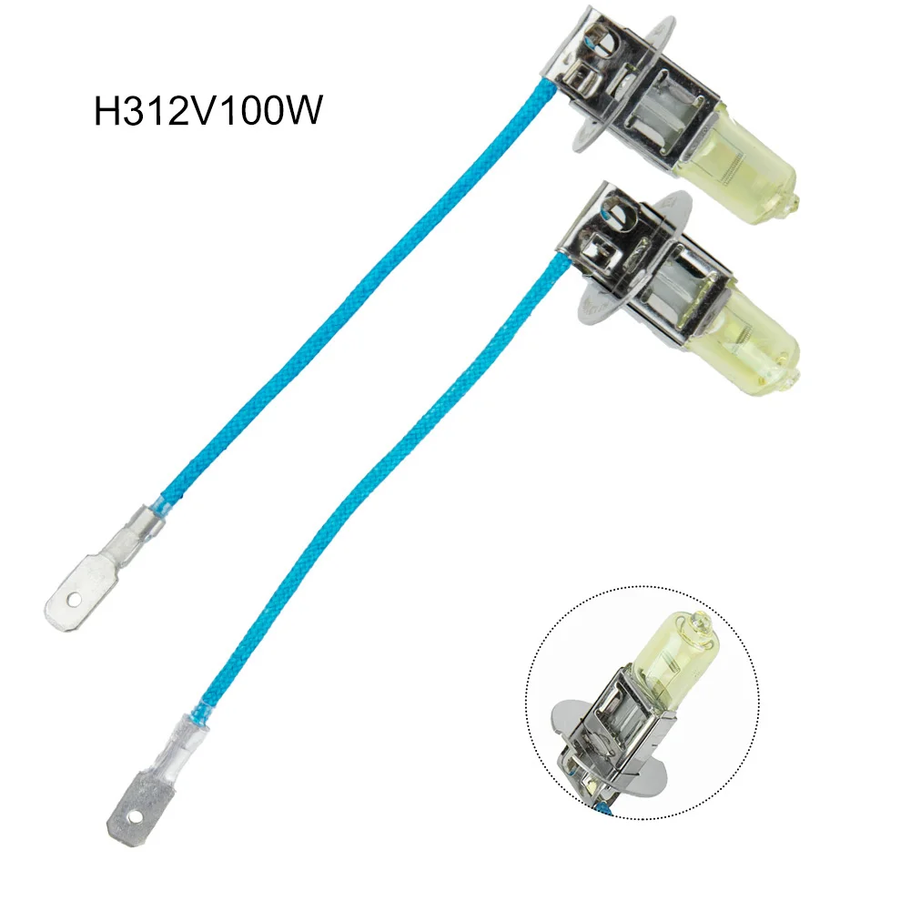 

2PCS H3 Amber Xenon Yellow 100W Halogen Car Front Fog Light Headlight Bulbs Car Headlight Lamp Car Light Source Accessories 1