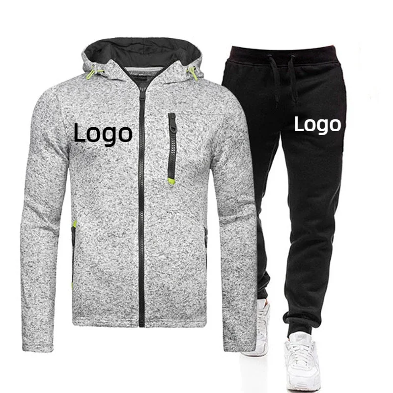 Custom Your Logo Autumn Y2k Solid Sport Street Hooded Jacket Men Casual Pant Jogging Set Classic Male Gym Fitness Hoodie Outfits
