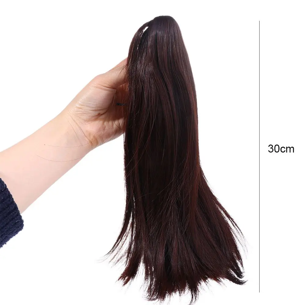 Description Picture 3 of itemFiber Women Invisible Synthetic Girls Fluffy Short Straight Ponytail Pony Tail Hairpiece Claw Clip Ponytail Hair Extension
