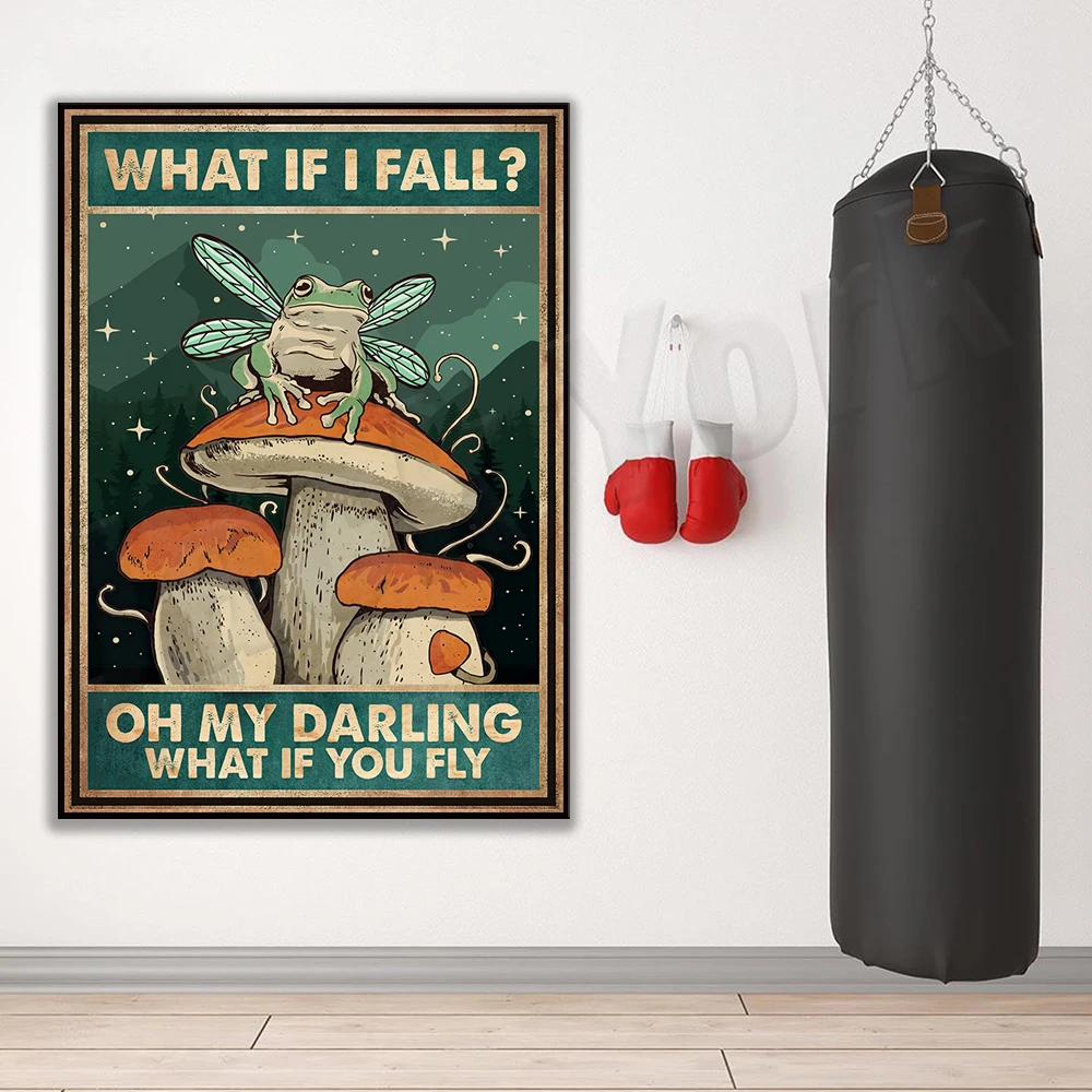 Targa Metallica Decorativa Con Frasi Motivazionali - What If You Fly? - 20x30 Cm - Stile Vintage Per Parete