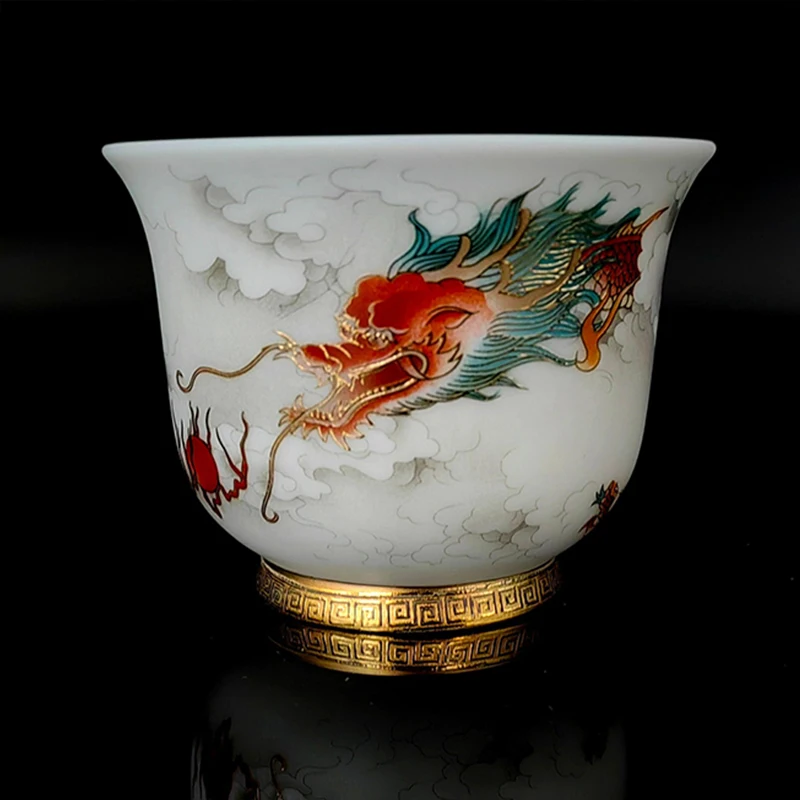 Beautiful Chinese Jingdezhen Porcelain Unusual Kung Fu Ceramic Tea Cup Aesthetic Caneca De Porcelana Handmade Mug Teeware Teware tea cup