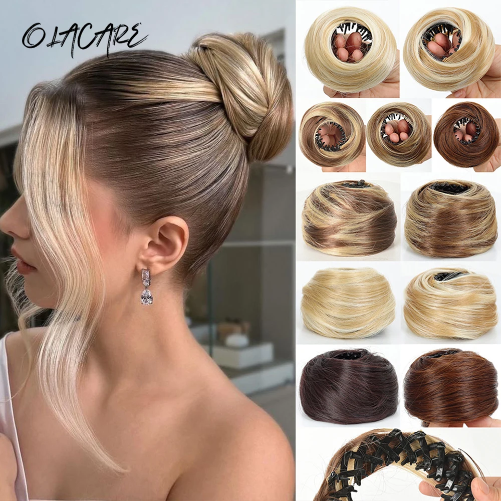 Synthetic Hair Bun Wig with Elastic Clips for Women